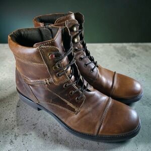 Vintage GBX Boots Mens 10.5 M Brown Leather Side Zip Western Biker Y2K Shoes